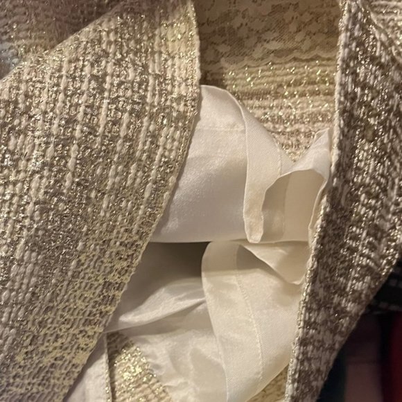 EUC $248 Kate Spade Women's 2 XS Gold Metallic Tweed Lined Pencil Holiday Skirt - Picture 8 of 10